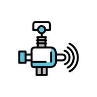 A blue and white icon of a water valve vector