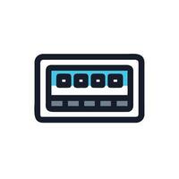 A black and blue icon of a computer monitor vector