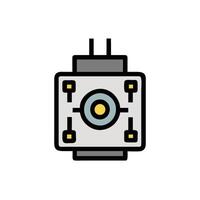 A small robot with a yellow light on it vector