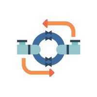 A flat icon of a pipe with arrows pointing in different directions vector