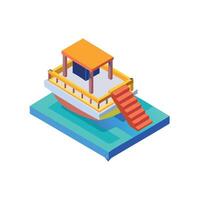 Isometric boat with stairs and stairs on the side vector