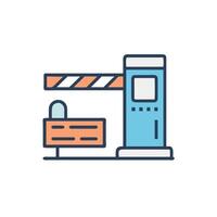 A line drawing of a barrier with a sign vector
