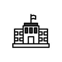A black and white illustration of a building with a flag on top vector