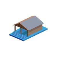 A house with a roof and stairs on a white background vector