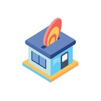 A small box with a fire inside vector