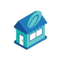 A blue and green house with a window and a door vector