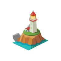Isometric illustration of lighthouse on island illustration vector