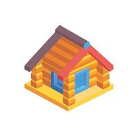 Log cabin isometric icon illustration vector