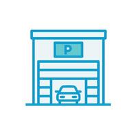 A car is parked in a garage with a sign that says garage vector