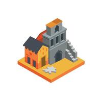 An illustration of a building with stairs and a ladder vector