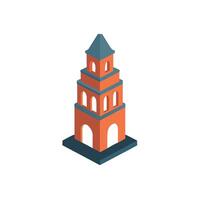 An orange tower with a clock on top vector