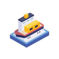A cargo ship with a cargo container on top vector