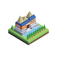 An illustration of a house with a roof and trees vector