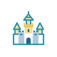 A castle icon with a tower and a tower vector