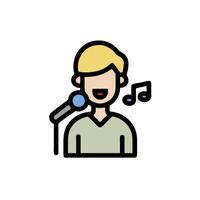 A man singing into a microphone icon vector