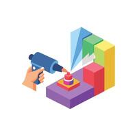 A hand holding a drill and a cake vector