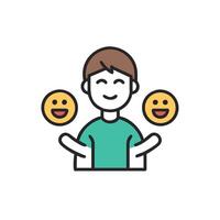 A man with two emoticions on his face vector