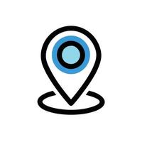 A location marker icon with a blue eye vector