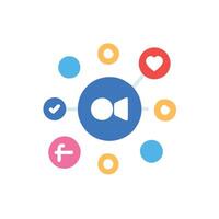 A social network icon with a heart and a circle vector