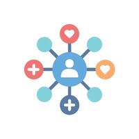 Social network icon with circles and hearts vector