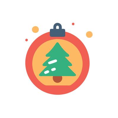 Christmas tree icon in a ball on a white background