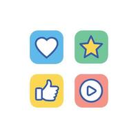 Four icons of different shapes and colors vector
