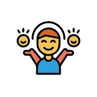 A man with two hands up in the air vector