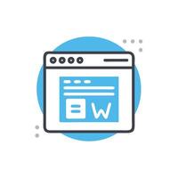 A web page with a blue background and a white icon vector