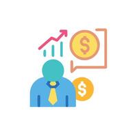 A man with a dollar sign and a dollar sign vector