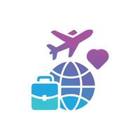 Travel icon with airplane, suitcase and heart vector