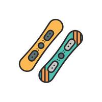 Two snowboards are shown on a white background vector