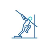 A man is jumping over a pole line icon vector