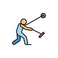 A man is throwing a ball with a stick vector