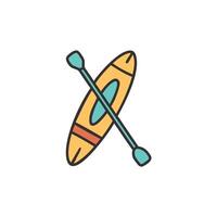 A kayak and paddle icon on a white background vector