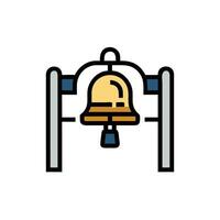 A bell is hanging from a pole in a line vector