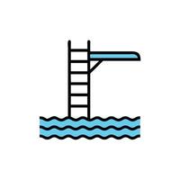 A blue ladder in the water with a ladder on top vector