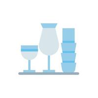 A set of glasses and a cup on a tray vector