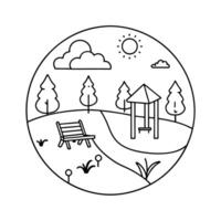 A park with a bench and trees in the background vector