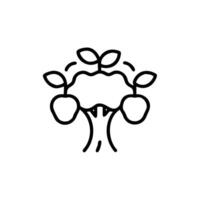 A black and white drawing of a tree with apples vector