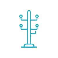 A blue line icon of a tree with a stand vector