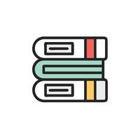 A stack of books with a colorful border vector