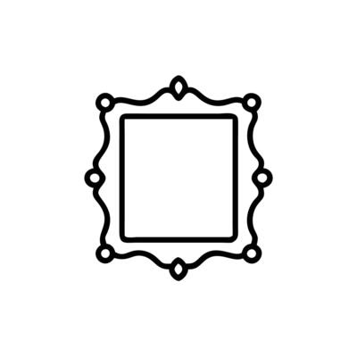 A square frame with a black outline