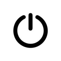 A black and white icon of a power button vector