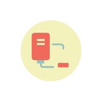 A red and white icon of a blood pump vector