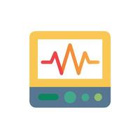 A flat icon of a monitor with an ecg line vector