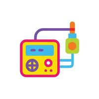 A colorful electronic device with a microphone and a cord vector