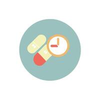 A clock and pills on a blue background vector