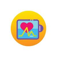 Heart rate monitor icon in flat style vector