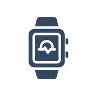 A watch with a heart rate monitor icon vector