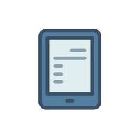 A tablet computer with a note on it vector